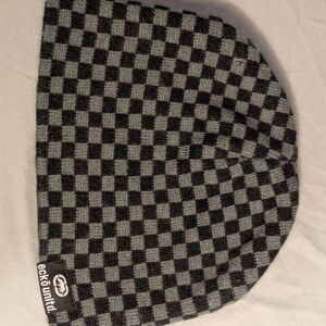 Ecko Unlimited Black and Gray Checkered Knit Hat